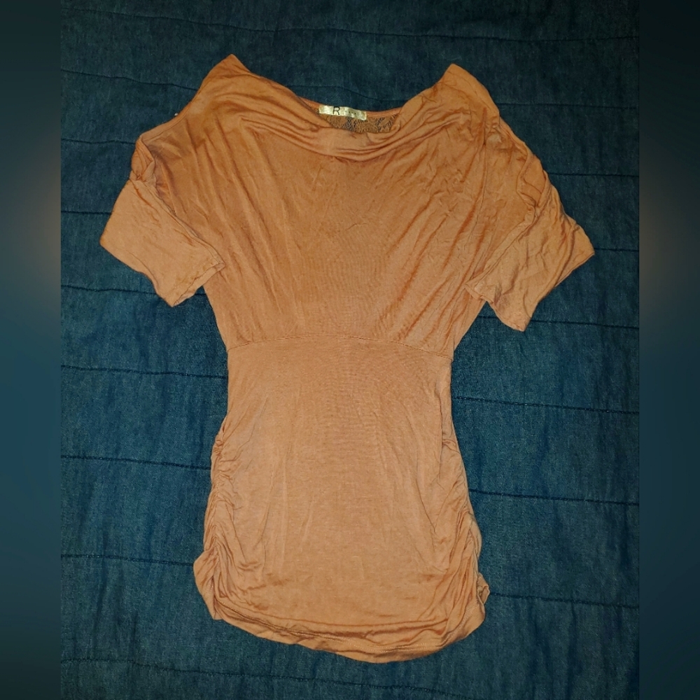 Elegant Brown Short Sleeve Top